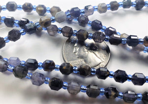 6-7mm Iolite Faceted Lantern Gemstone Beads 8-Inch Strand