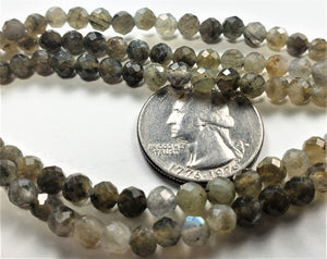 5mm Labradorite Faceted Round Gemstone Beads 8-Inch Strand