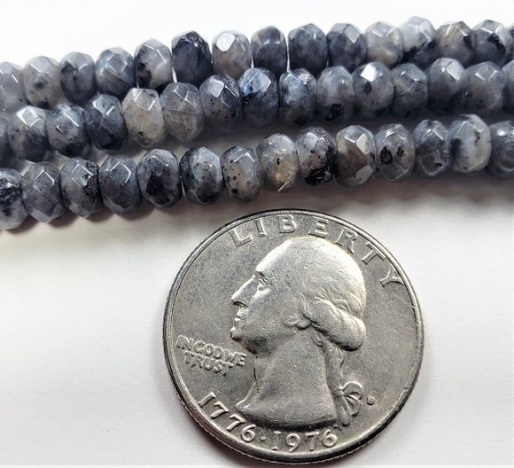6x4mm Larvikite Faceted Rondelle Gemstone Beads 8-Inch Strand