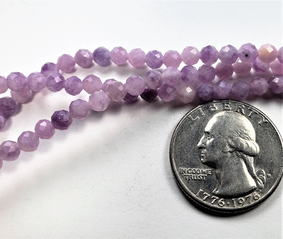 3mm Lavender Quartz Faceted Round Gemstone Beads 8-Inch Strand