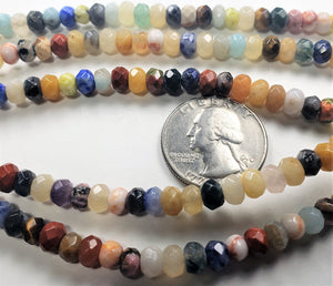 6x4mm Mixed Faceted Rondelle Gemstone Beads 8-Inch Strand