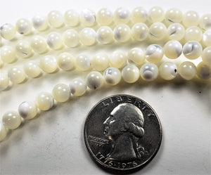 6mm Mother of Pearl Round Gemstone Beads 8-Inch Strand