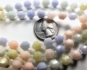 8mm Morganite Faceted Satellite Gemstone Beads 8-Inch Strand