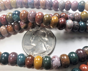 8x5mm Ocean Agate Rondelle Gemstone Beads 8-Inch Strand