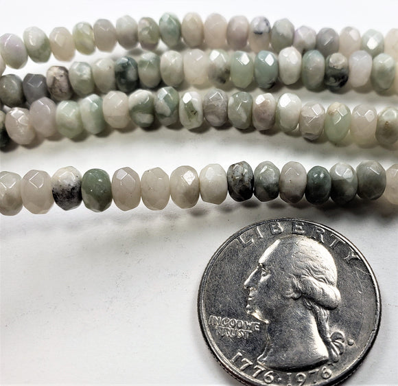 6x4mm Peace Jade Faceted Rondelle Gemstone Beads 8-Inch Strand
