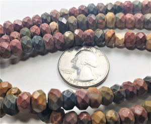 8x5mm Red Creek Jasper Faceted Rondelle Gemstone Beads 8-Inch Strand