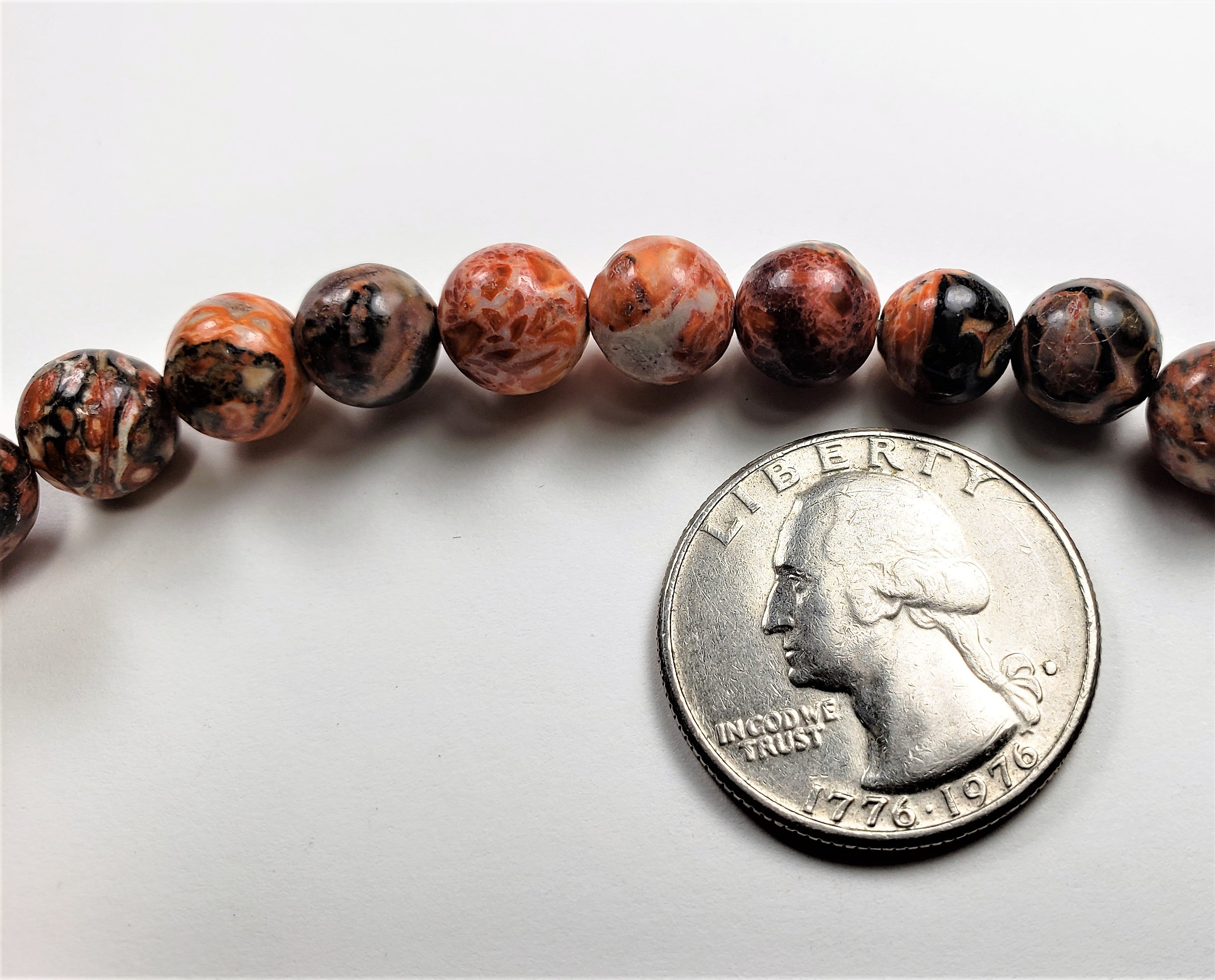 8mm Red Leopardskin Jasper Round Gemstone Beads 8-inch Strand