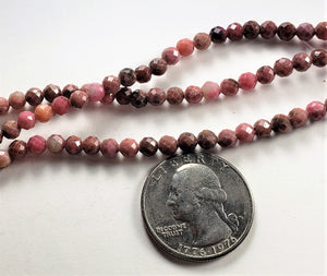 5mm Rhodonite Faceted Round Gemstone Beads 8-Inch Strand