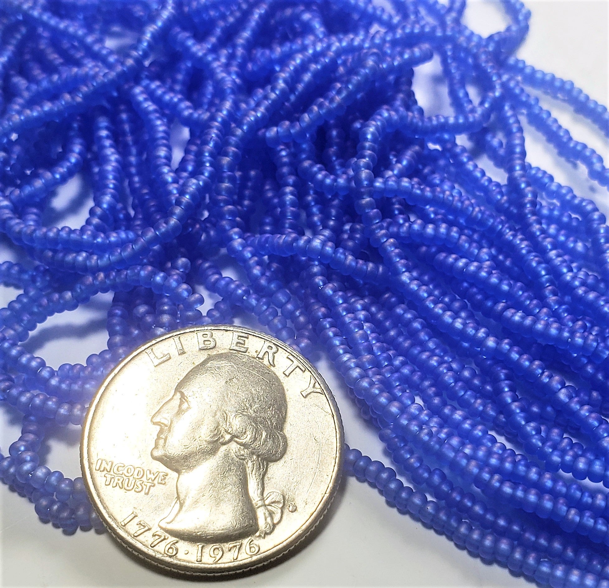 11/0 Light Sapphire Matte AB Czech Seed Beads Full Hank