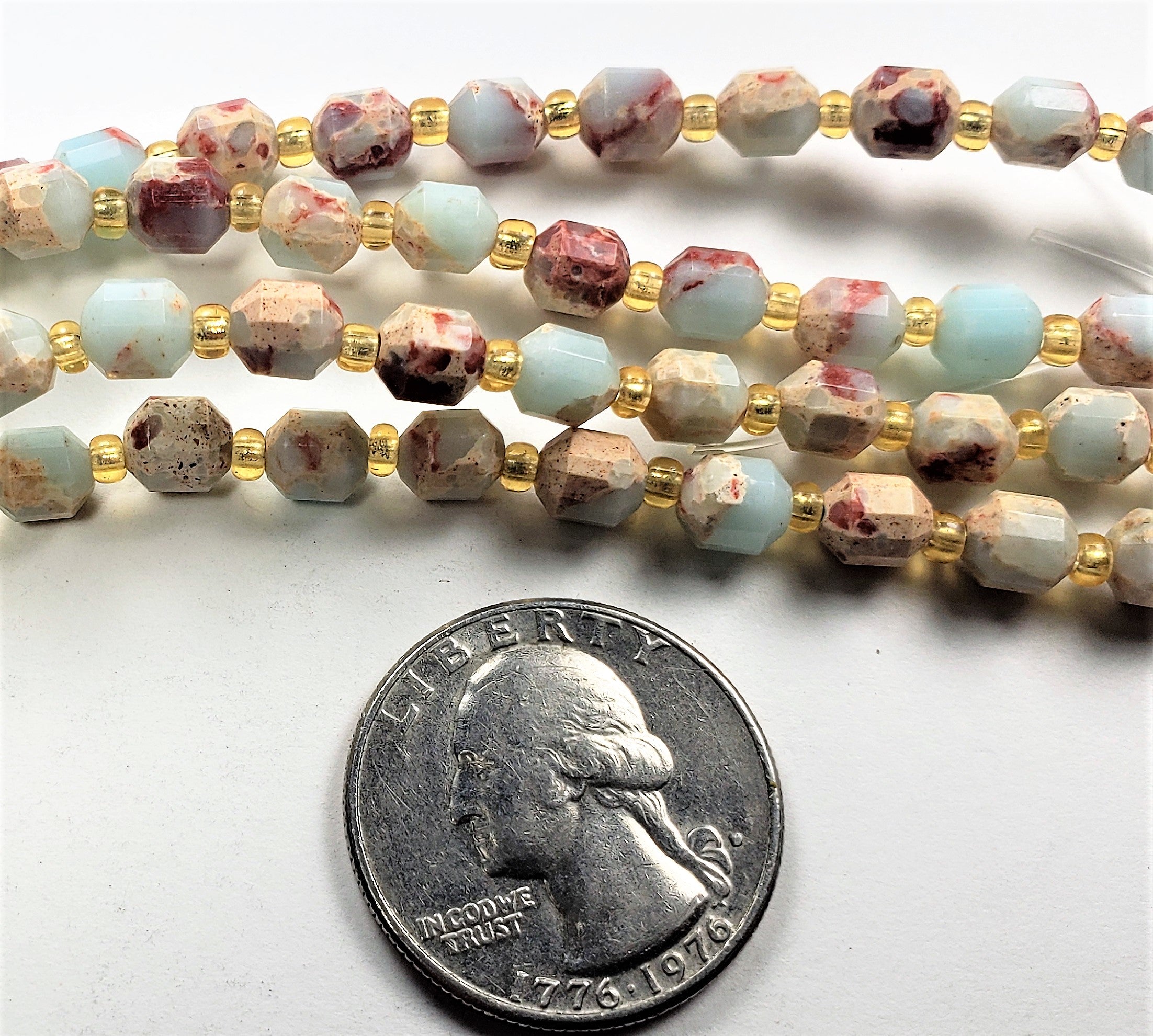 6mm Serpentine Snake Skin Jasper Faceted Satellite Gemstone Beads 8-Inch Strand