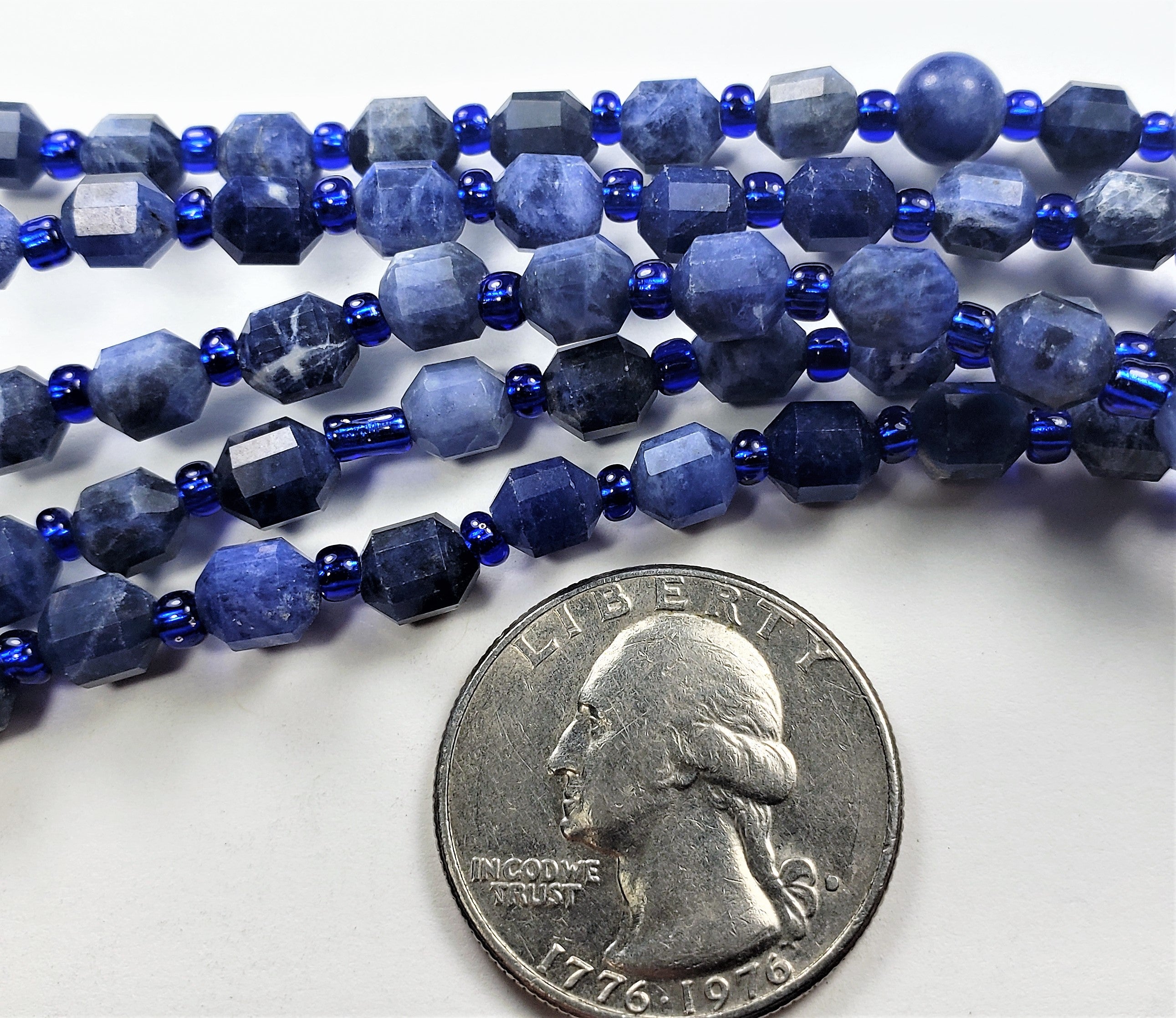 6mm Sodalite Faceted Lantern Satellite Gemstone Beads 8-Inch Strand