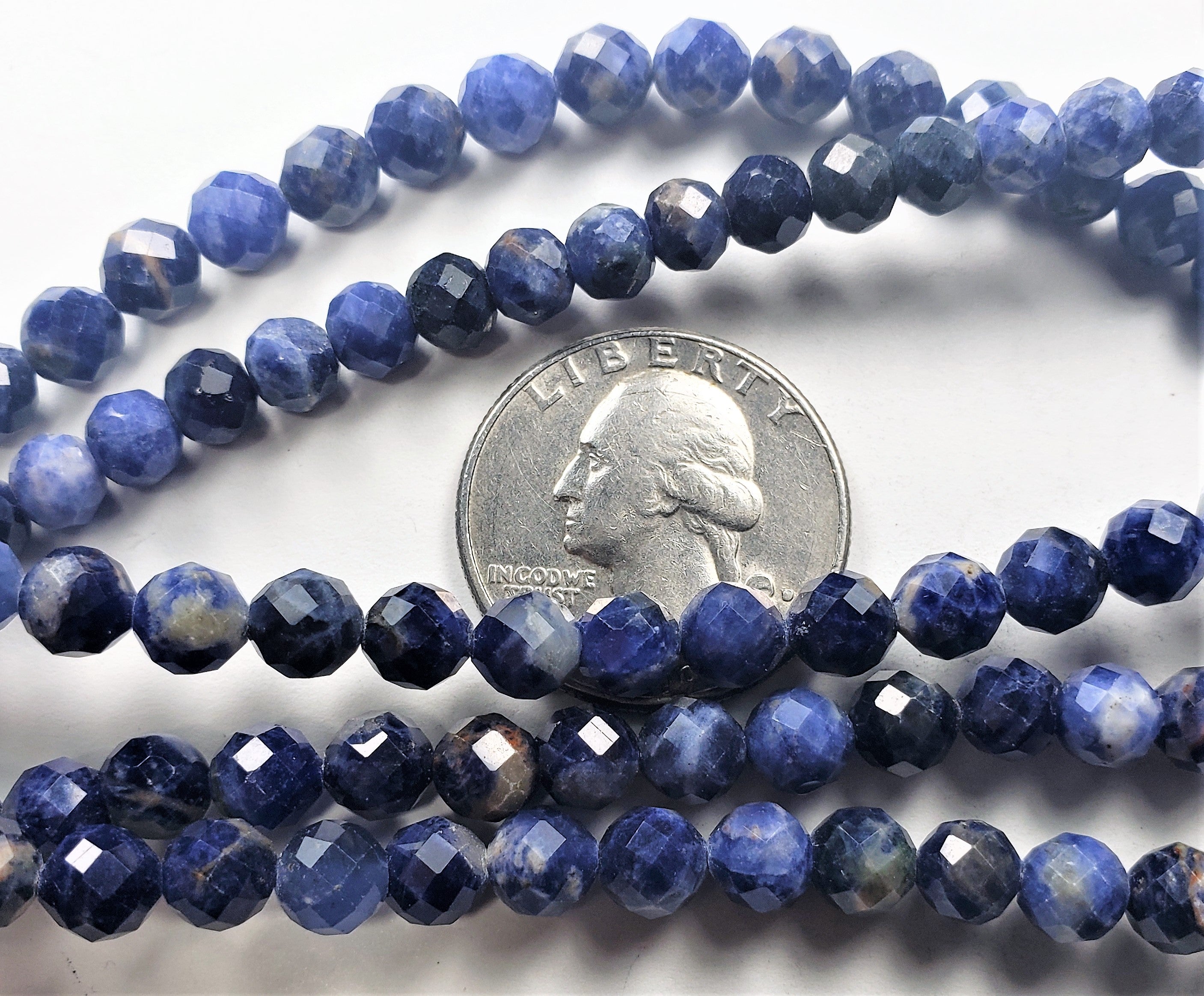 6mm Sodalite Faceted Round Gemstone Beads 8-Inch Strand