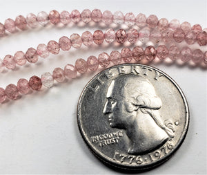 3.5x2.5mm Strawberry Quartz Faceted Rondelle Gemstone Beads 8-Inch Strand