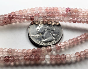 4x3mm Strawberry Quartz Faceted Rondelle Gemstone Beads 8-Inch Strand