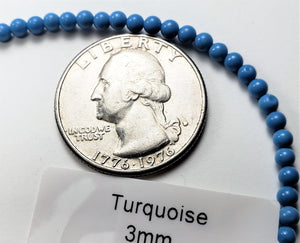 3mm Turquoise Round Gemstone Beads 8-Inch Strand