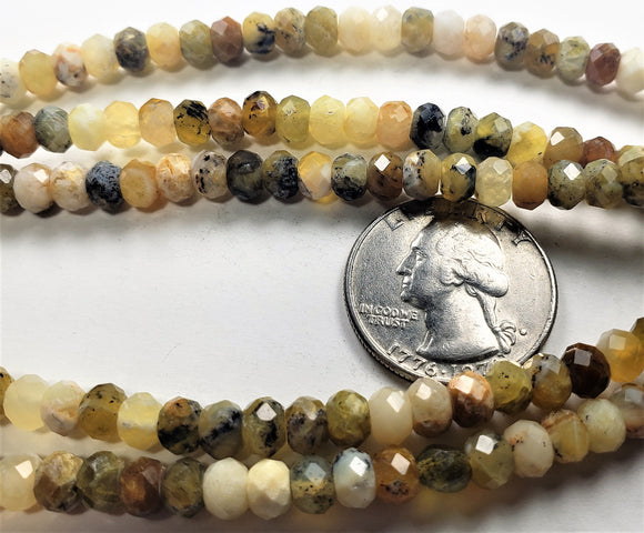 6x4mm Yellow Opal Faceted Rondelle Gemstone Beads 8-Inch Strand