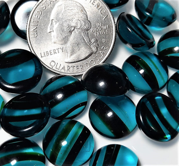 13mm Blue Tortoise Shell Transparent Round Glass Cabochons 3ct