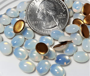 8x6mm White Opal Transparent Oval Glass Cabochons 24ct