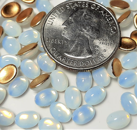 7x5mm White Opal Transparent Oval Glass Cabochons 36ct