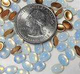 7x5mm White Opal Transparent Oval Glass Cabochons 36ct