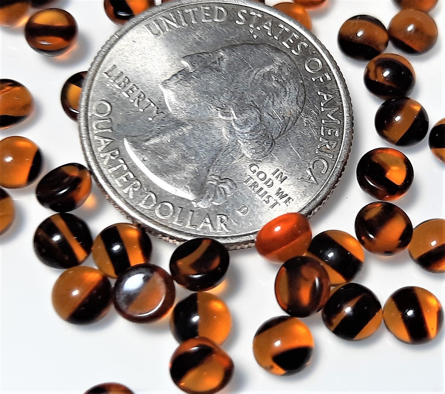 5mm Tortoise Shell Transparent Round Glass Cabochons 36ct