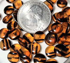8mm Tortoise Shell Smooth Pressed Glass Rondelle Beads 50ct