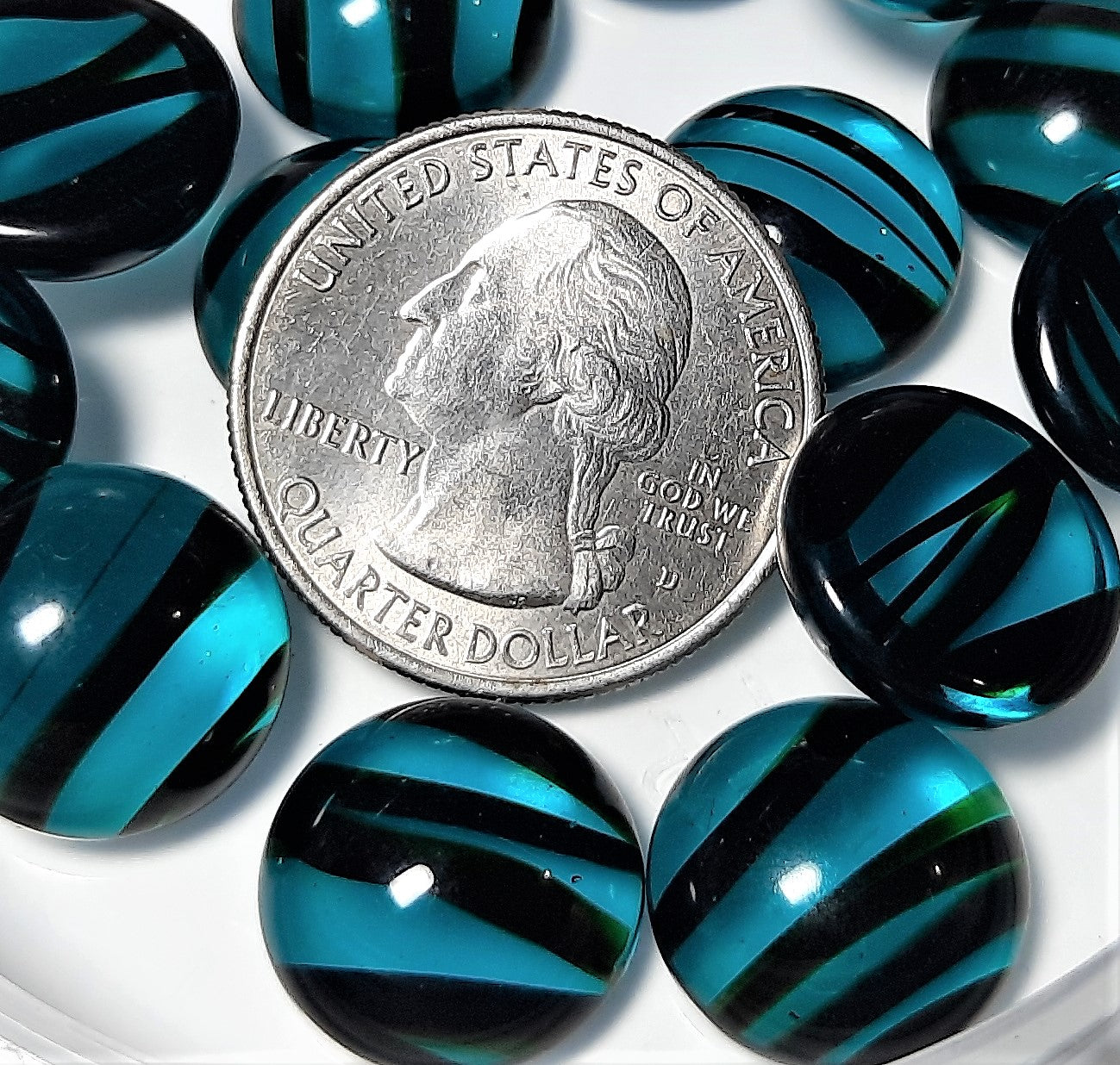 15mm Blue Tortoise Shell Transparent Round Glass Cabochons 4ct