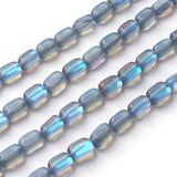 11x6mm Frosted Slate Gray Synthetic Moonstone Glass Nugget Beads 10ct