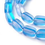 11x6mm Frosted Aqua Blue Synthetic Moonstone Mermaid Glass Nugget Beads 10ct
