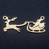 11x27.5mm Gold Stainless Steel Christmas Reindeer and Santa Claus Pendant Connector
