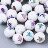 10mm Round Multi-Color Electroplate Pine Tree Glass Beads Evergreen Christmas Tree, Lot of 15