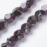 10x9mm Ten-Facet Round Magenta Dyed Pyrite Beads, Lot of 4