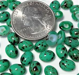 8x6mm Speckled Blue Turquoise Oval Czech Glass Cabochons 6ct
