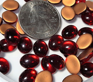 10x8mm Ruby Transparent Oval Glass Cabochons 12ct