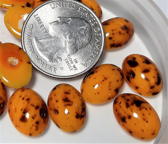 14x10mm Speckled Amber Oval Cabochons 2ct
